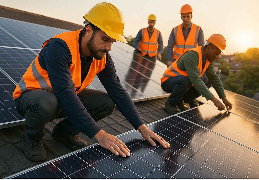Solar PV installers working on commercial rooftop solar panels – Direct Reach solar EPC & installers email list, global coverage.