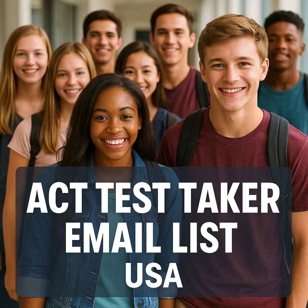 Students preparing for the ACT exam – ACT test taker email list sample view.
